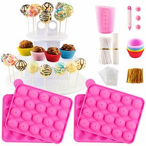 Cake Pop Maker Kit With 2 Silicone Mold Sets With 3 Tier Cake Stand