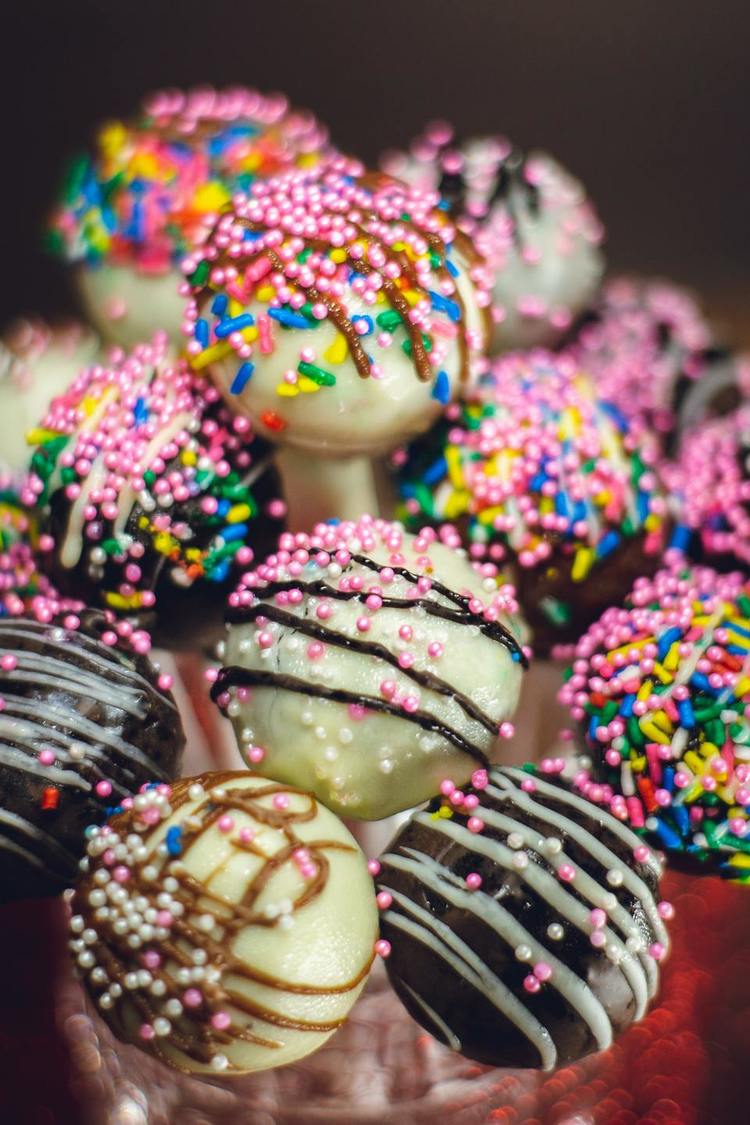 Assorted Cake Pops with Pink Sprinkles - Cake Pop Recipe